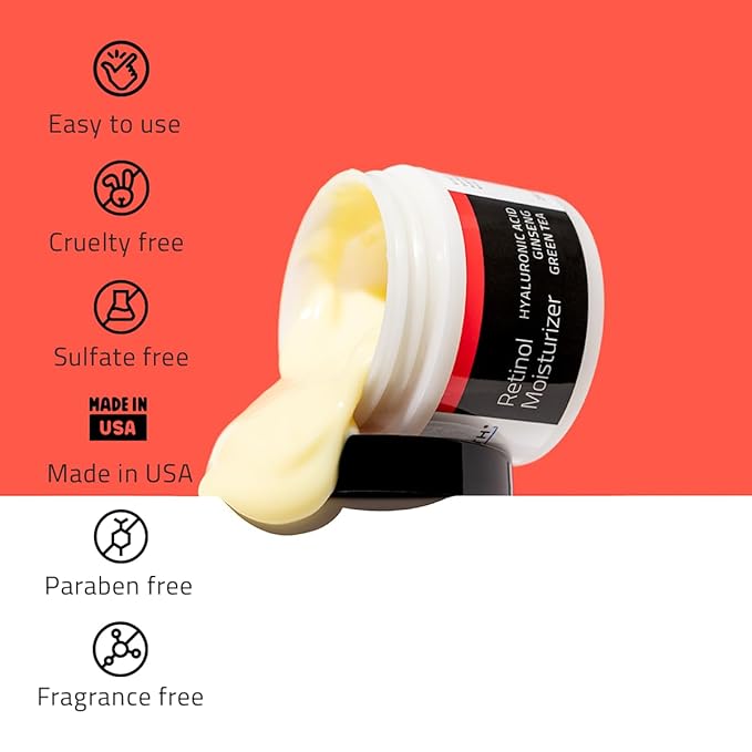 YEOUTH Retinol Cream for Face, Retinol Face Moisturizer for Women and Men with Hyaluronic Acid and Green Tea, Night Moisturizer for a Smoother Appearance 4oz