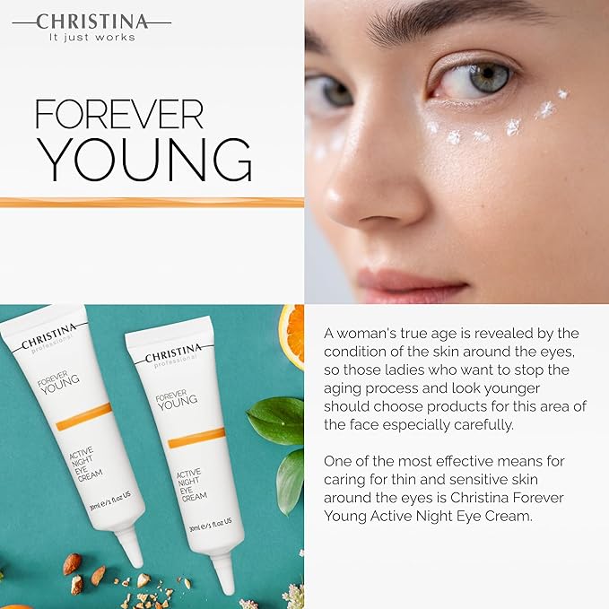 -CHRISTINA- Forever Young Active Eye Night Cream with Retinol | Avocado Oil Eye Cream | Rejuvenates, Moisturizes, and Nourishes the Skin 30ml