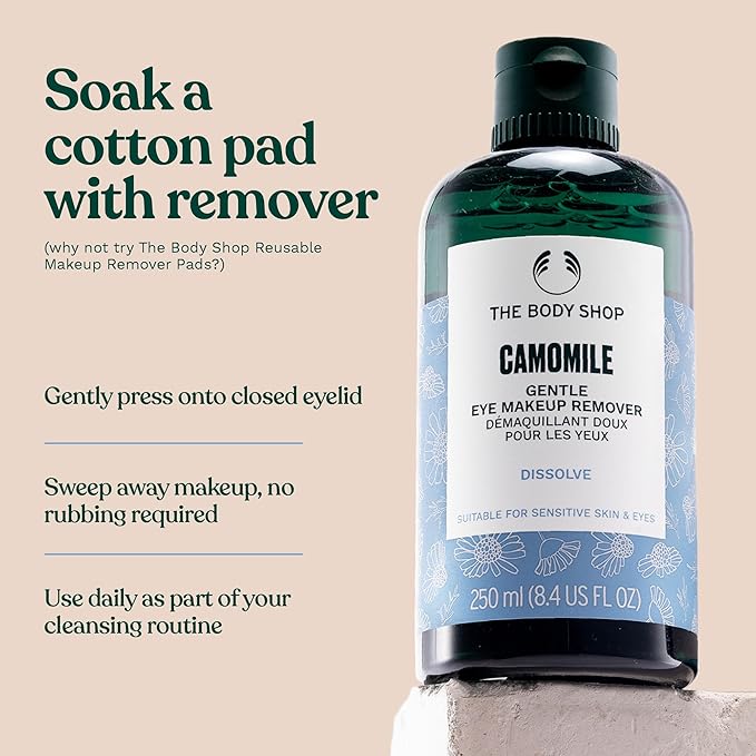 The Body Shop Chamomile Gentle Eye Makeup Remover – Gently Removes Makeup & Impurities – Vegan – 8.4 oz