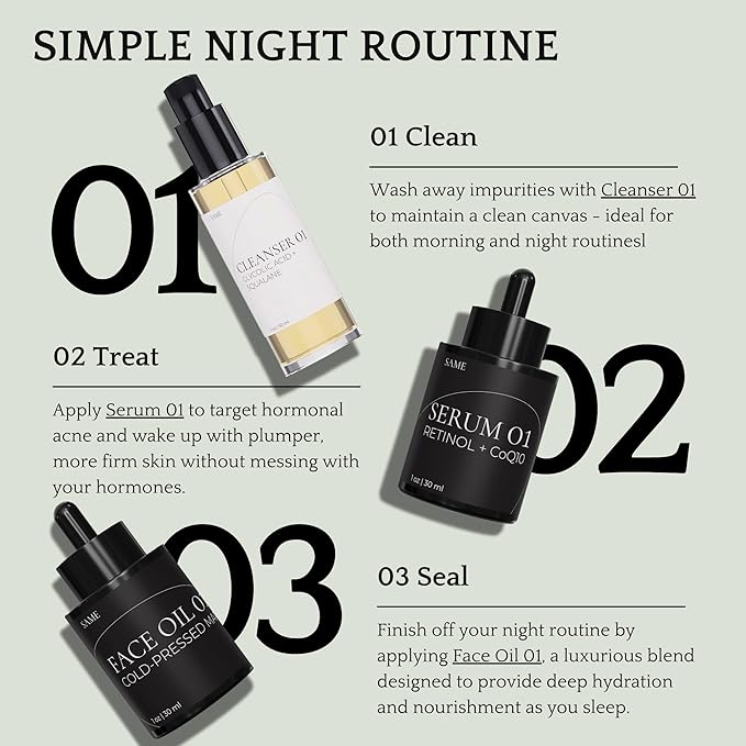 Same Skincare Facial Cleanser 01: Glycolic Acid Squalane Exfoliating Face Wash with Tea Tree Oil, Witch Hazel, Safe & Gentle Hydrating Daily Face Cleanser for Acne, Organic, Cruelty Free, 5 oz