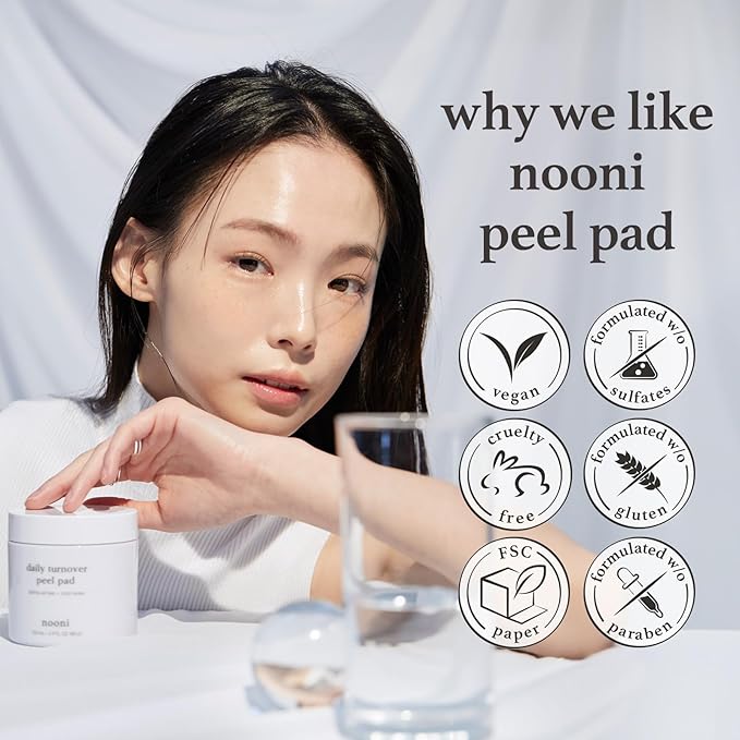 NOONI Facial Toner Pads - Glycolic Acid Exfoliating Pads 80 EA | AHA(Glycolic Acid, Lactic Acid), Pore Pad, Glass Skin, Reduces Fine lines with Panthenol & Hydrating Serum, Korean Skin Care, Kbeauty
