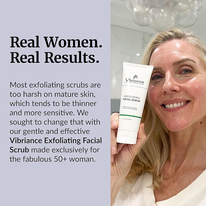 Vibriance Ultra-Gentle Face Scrub, 4 fl oz - Exfoliating Facial Wash Unclogs Pores - Sulfate and Paraben-Free Exfoliator For All Skin Types - Made with Natural Ingredients