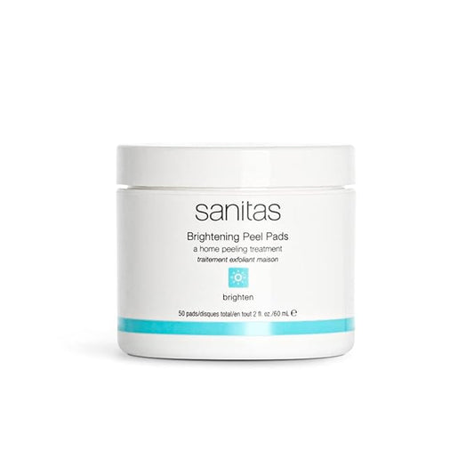 Sanitas Skincare Brightening Peel Pads, Home Peeling Treatment With Lactic, Glycolic, and Salicylic Acids, Exfoliating Treatment, 50 Pads / 2 Ounces
