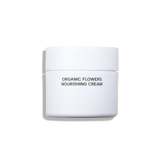 Whamisa Organic Flowers Nourishing Cream, 95.2% Organic, Waterless Formula, Fermented Postbiotic for Deep Hydration & Soothing, Moisturizing (50ml)