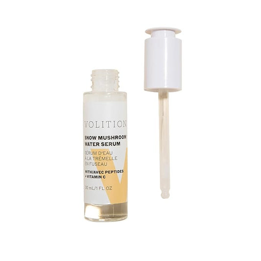 Volition Beauty Snow Mushroom Water Serum with Peptides + Vitamin C | Floods Skin with Moisture & Hydration | Visibly Minimizes Lines, Wrinkles & Pores | Soothes Redness & Improves Skin Texture