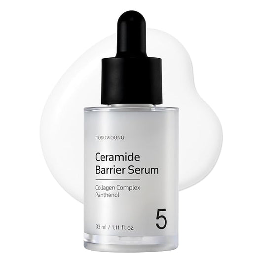 TOSOWOONG Ceramide Barrier Serum, Hydrating Serum for Face, 2,000ppm Ceramide Complex, Niacinamide, Collagen, Panthenol, Centella, Glass Skin, Fragrance-free, Korean Skin Care, 33 ml / 1.11 fl. oz.