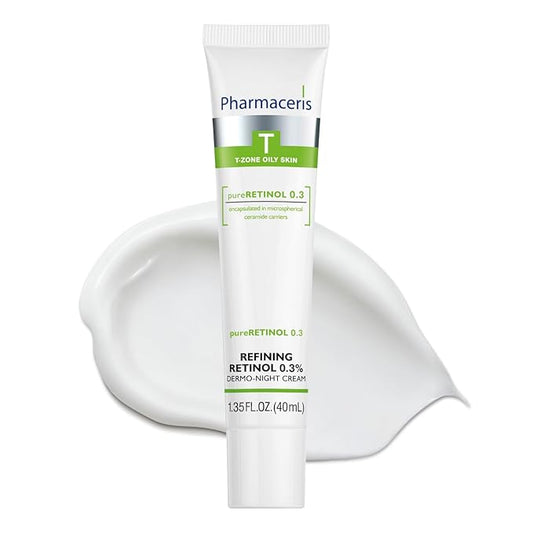 Pharmaceris Refining Retinol 0.3% Night Cream – Encapsulated Retinol Smoothes Skin, Reduces Wrinkles & Blemishes and Unclogs Pores, Face Cream For Oily & Aging Skin, pureRETINOL 0.3, 1.35 fl oz