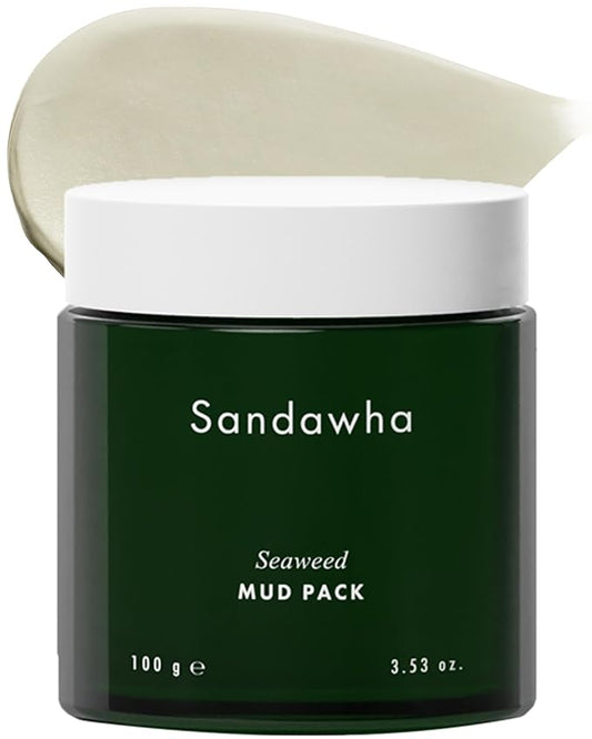 SanDaWha SKINCURE Vegan Seaweed Mud Mask, Korean skincare Blackhead Remover Clay Mask for Pore Cleansing with Kaolin & Bentonite, Oil Control & Gentle Exfoliation, 3.5oz