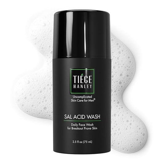 Tiege Hanley Salicylic Acid Cleanser for Men - Gentle & Deep Cleansing Face Wash for Clear Skin - Prevent Breakouts & Helps Control Oil Production, Minimizing Blackheads & Reduce Pore Size