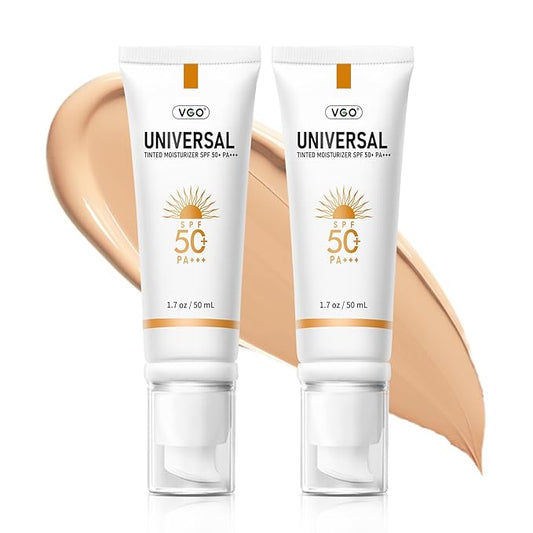 VGO Tinted Sunscreen SPF 50, Hydrating Sun Essence 50ml / 1.7oz - 2 Packs