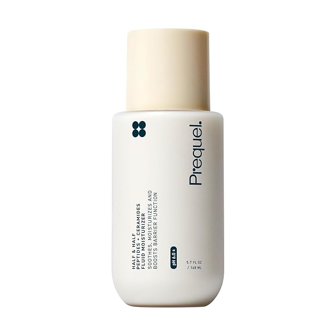 Prequel Skin Half and Half Fluid Moisturizer Face Cream. Lightweight Ceramide Peptide Lotion for All Skin Types, including Dry and Sensitive. Hydrating Facial Cream for Women and Men