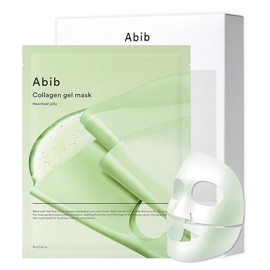 Abib Collagen Gel Mask Heartleaf Jelly 10 Sheets (Soothing) I Korean Vegan Collagen, Cooling Calming Hyaluronic Acid Hydrogel Face Mask Skin Care