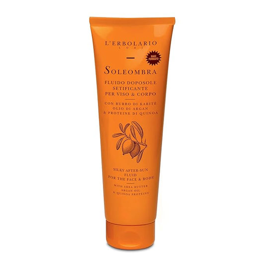 L'Erbolario Soleombra Silky After-Sun Fluid - After Sun Serum - Hydrating Sunburn Relief - Shea Butter, Argan Oil, and Quinoa Proteins - 10.1 oz