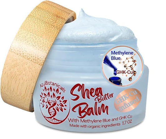 Vegan Copper Peptide (GHK-Cu) & Methylene Blue Infused Whipped Shea Butter Balm, Anti-Aging, Fine lines, Wrinkles, Eczema, Acne, Moisturizer All skin types Organic Ingredients 1.7oz