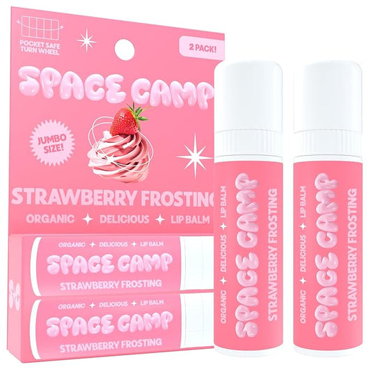 Wellness Jumbo Lip Balm - Strawberry Frosting Organic Flavored Balm (2 Pack)