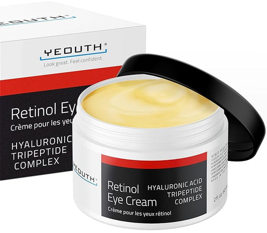 YEOUTH Retinol Eye Cream Anti Aging, Firming Under Eye Cream for Puffiness and Bags Under Eyes for Wrinkles and Dark Circles with Hyaluronic Acid and Tripeptides 2oz