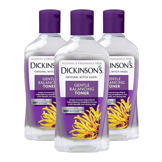 Dickinson's Original Witch Hazel Gentle Balancing Toner, 100% Natural Distilled Witch Hazel, Alcohol & Fragrance Free, Cleans Pores, Calms & Refines Skin, 16 Fl Oz, 3 Count
