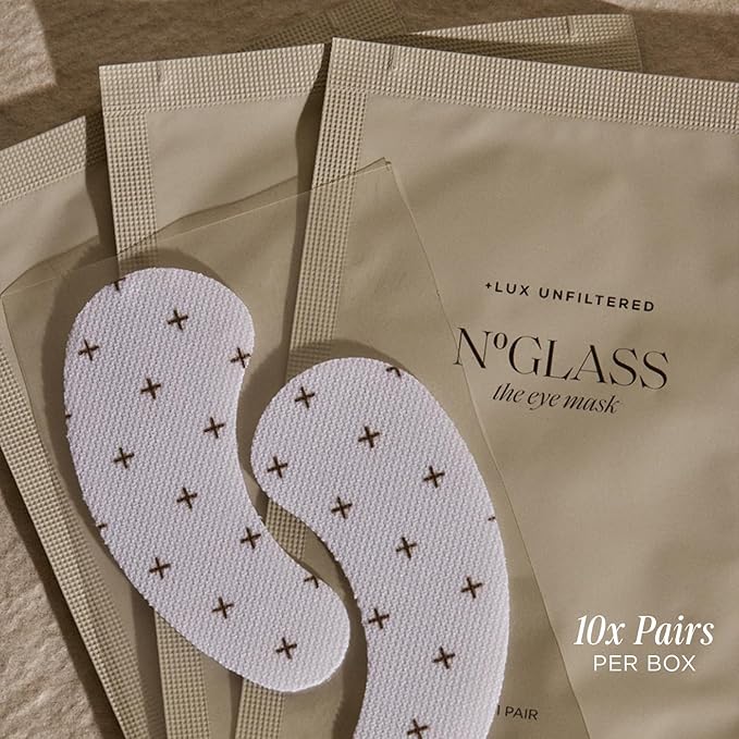 + Lux Unfiltered Cooling Under Eye Patches - Anti-Slip Caffeine Infused Korean Eye Mask - Reduces Puffiness, Brightens, & Hydrates Skin - Fragrance Free, Vegan, & Cruelty Free - 10 Count